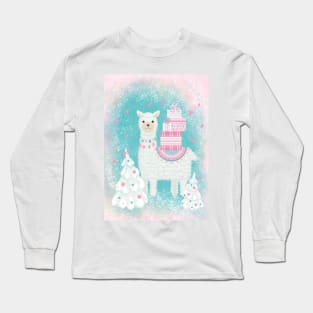 Cute Llama with Christmas Gifts Long Sleeve T-Shirt